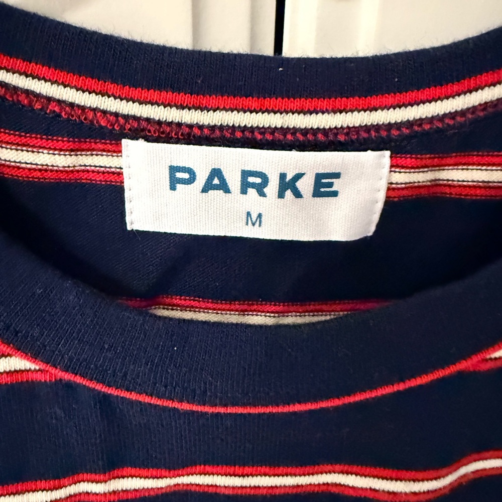 Parke Women’s Navy and Red Striped Tee - Picture 2 of 4